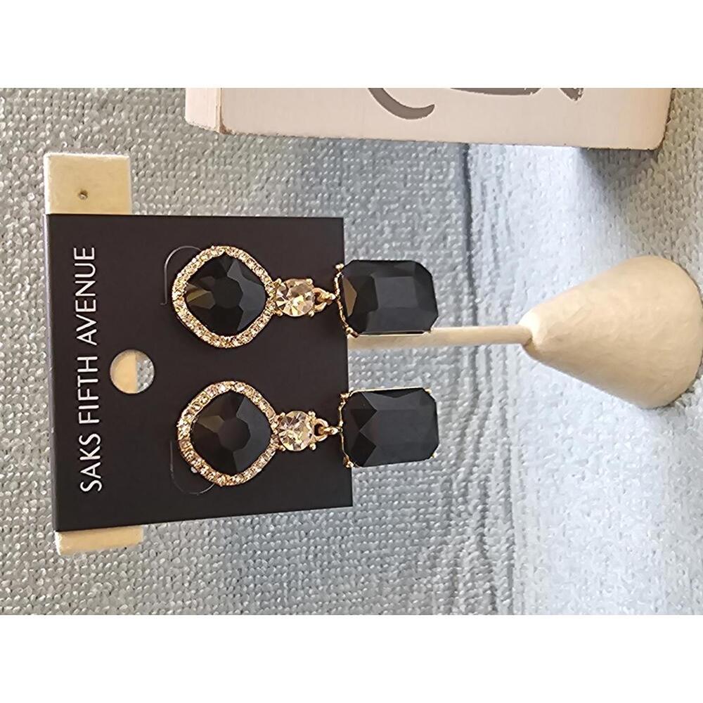 Elegant Black Drop Earrings by Saks Fifth Avenue